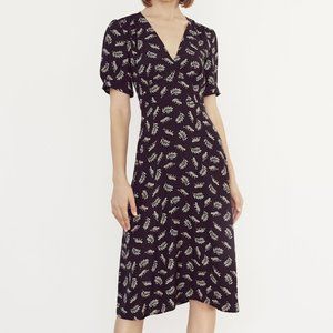 HVN PAULA V neck silk dress tarzan leopard NWT